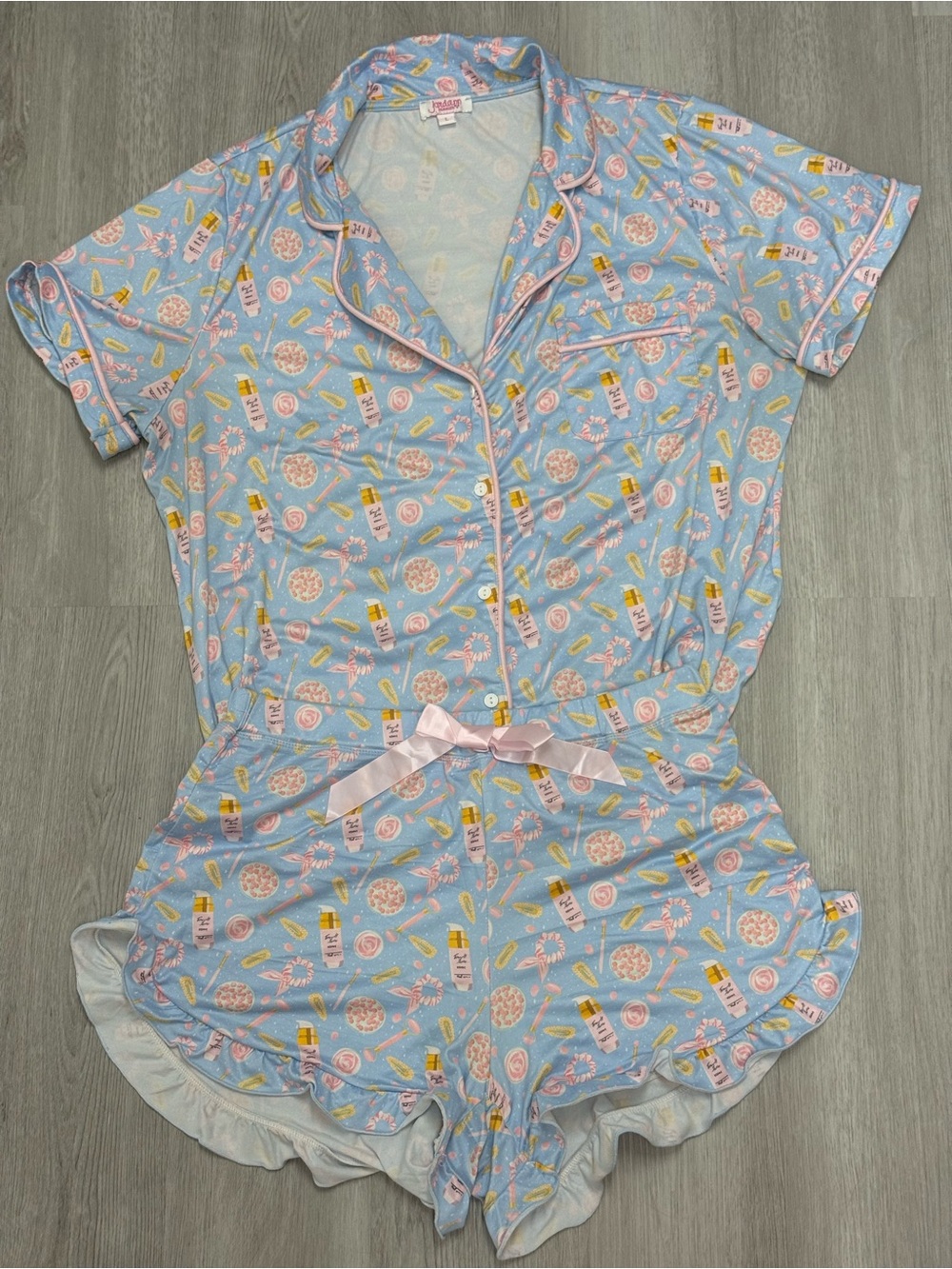 Sunshine Sisters Shorts Pajama Set with Makeup & GRWM Print